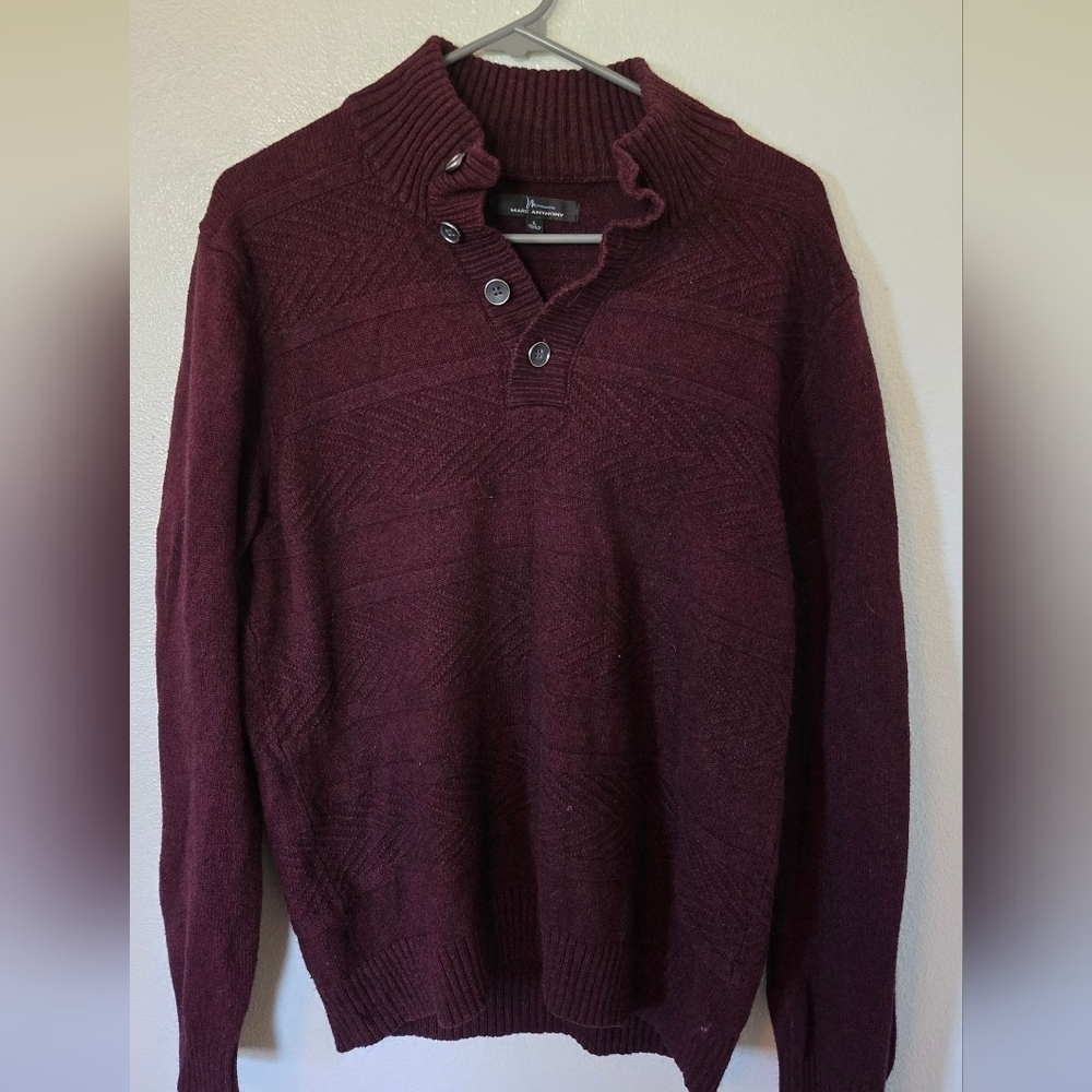 Marc Anthony Maroon Cable Knit Sweater Size Large